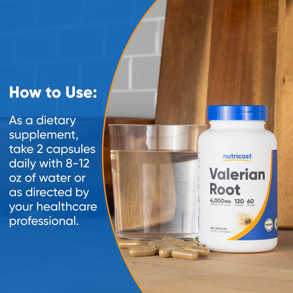 Nutricost Valerian Root Extract 120 Capsules for 60 Servings Per Bottle | Vegetarian, GMO Free and Gluten Free