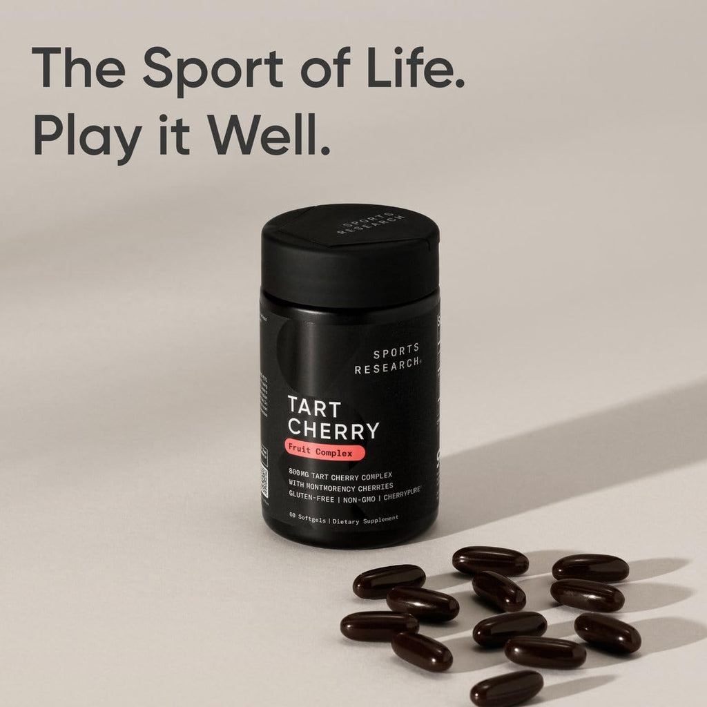 Sports Research® Tart Cherry Fruit Complex 800mg, 60 Softgels | Made from Montmorency Tart Cherries | Non-GMO, Gluten Free, 60 Servings
