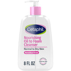 Cetaphil Nourishing Oil to Foam Facial Cleanser, Dry Skin, 8 fl oz | Gentle Hydrating Face Wash, Dry And Sensitive Skin, 24-Hour Moisture, Oil-To-Foam Formula, Dermatologist Recommended