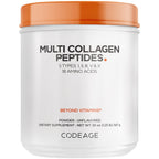 Codeage Multi Collagen Protein Powder Peptides, 5 Types, Unflavored, 20 Oz | NSF Certified - Five collagen types (I, II, III, V, X) from five food sources with bone broth. Unflavored powder. Non-GMO.