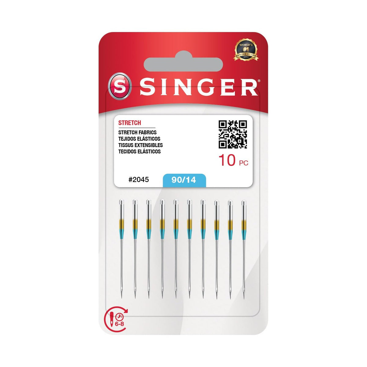 SINGER 10-Pack Stretch 2045 Sewing Machine Needles, Size 90/14