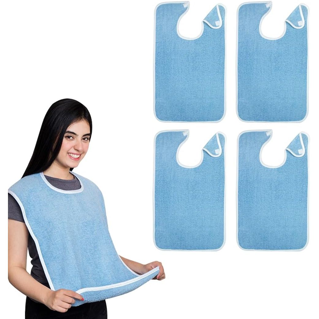 Buy now Avalon Towels Adult Bibs for Women 100% Cotton Bib for Adults for Eating - Terry Cloth Adult Bibs for Men Clothing Protectors Blue at indiglob india