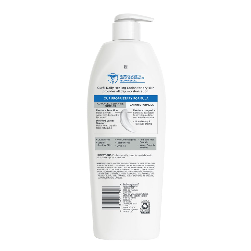 Curel Daily Healing Body Lotion for Dry Skin, Dermatologist Recommended Hydrating Body Lotion with Advanced Ceramides Complex, 20 Oz