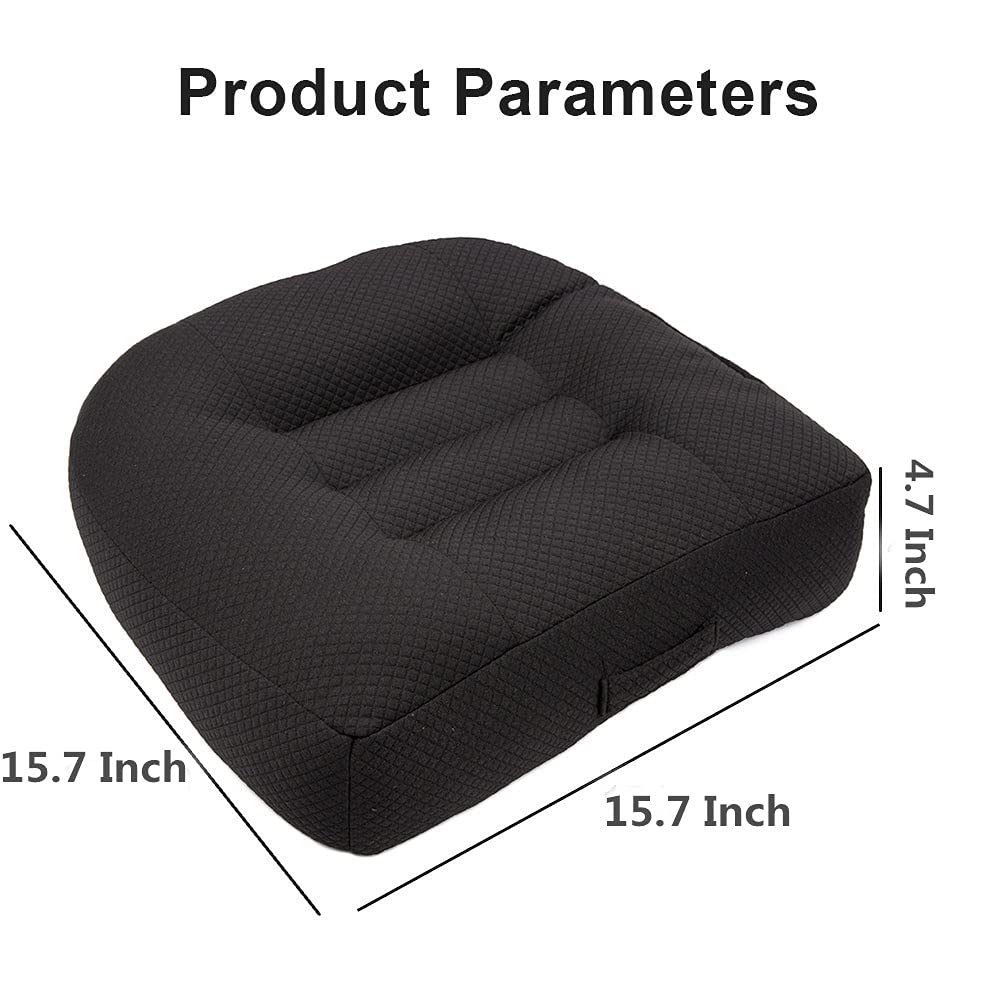 Nine River Car Booster Seat Cushion Raise The Height for Short People Driving Hip (Tailbone) and Lower Cack Fatigue Relief Suitable for Trucks, Cars, SUVs, Office Chairs, Wheelchairs (Pure Black)