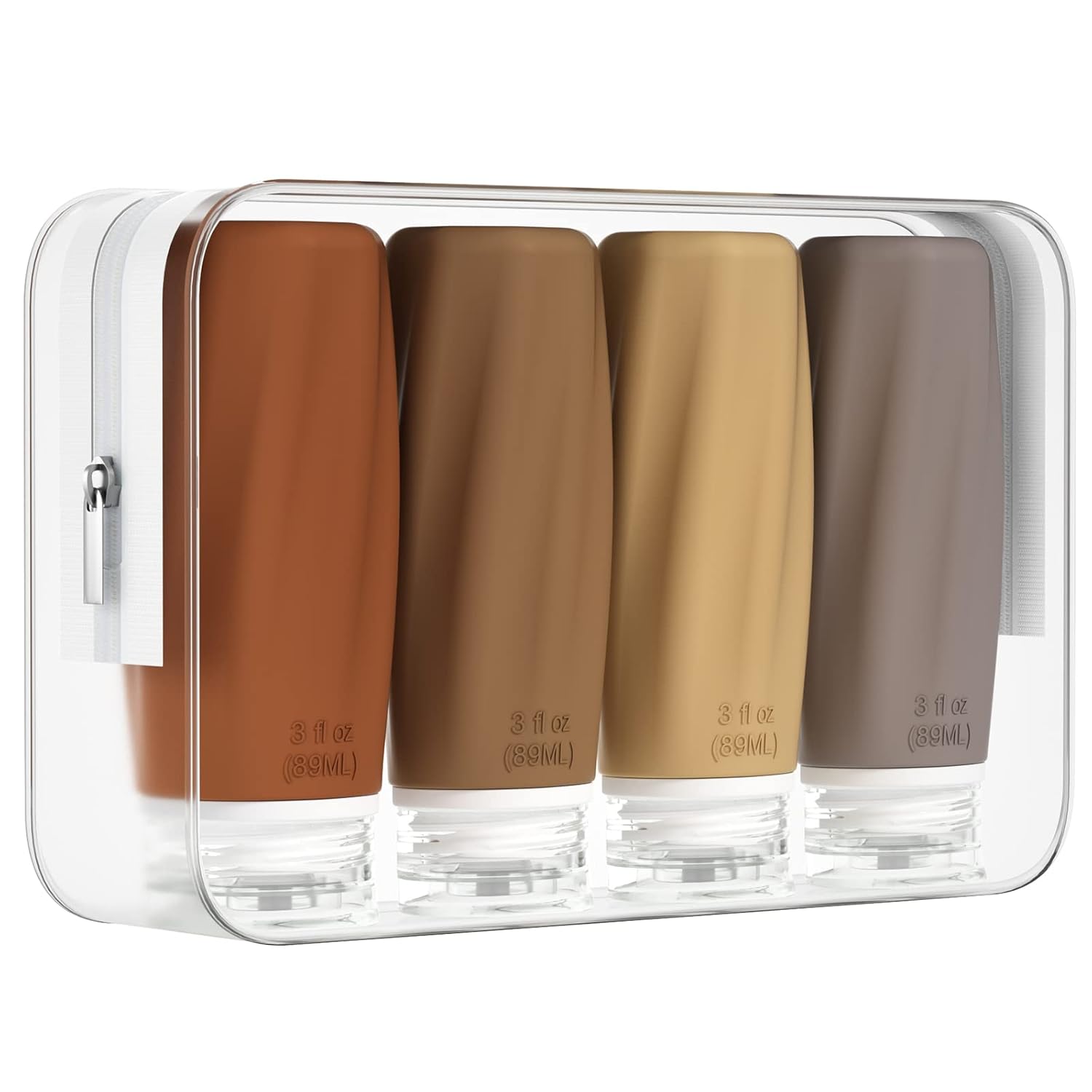 Buy now Morfone Travel Bottles for Toiletries, 3oz TSA Approved Travel Size Containers Leak Proof Squeezable Travel Accessories Refillable for Shampoo Conditioner Lotion Liquids(4Pack) Brown at indiglob india