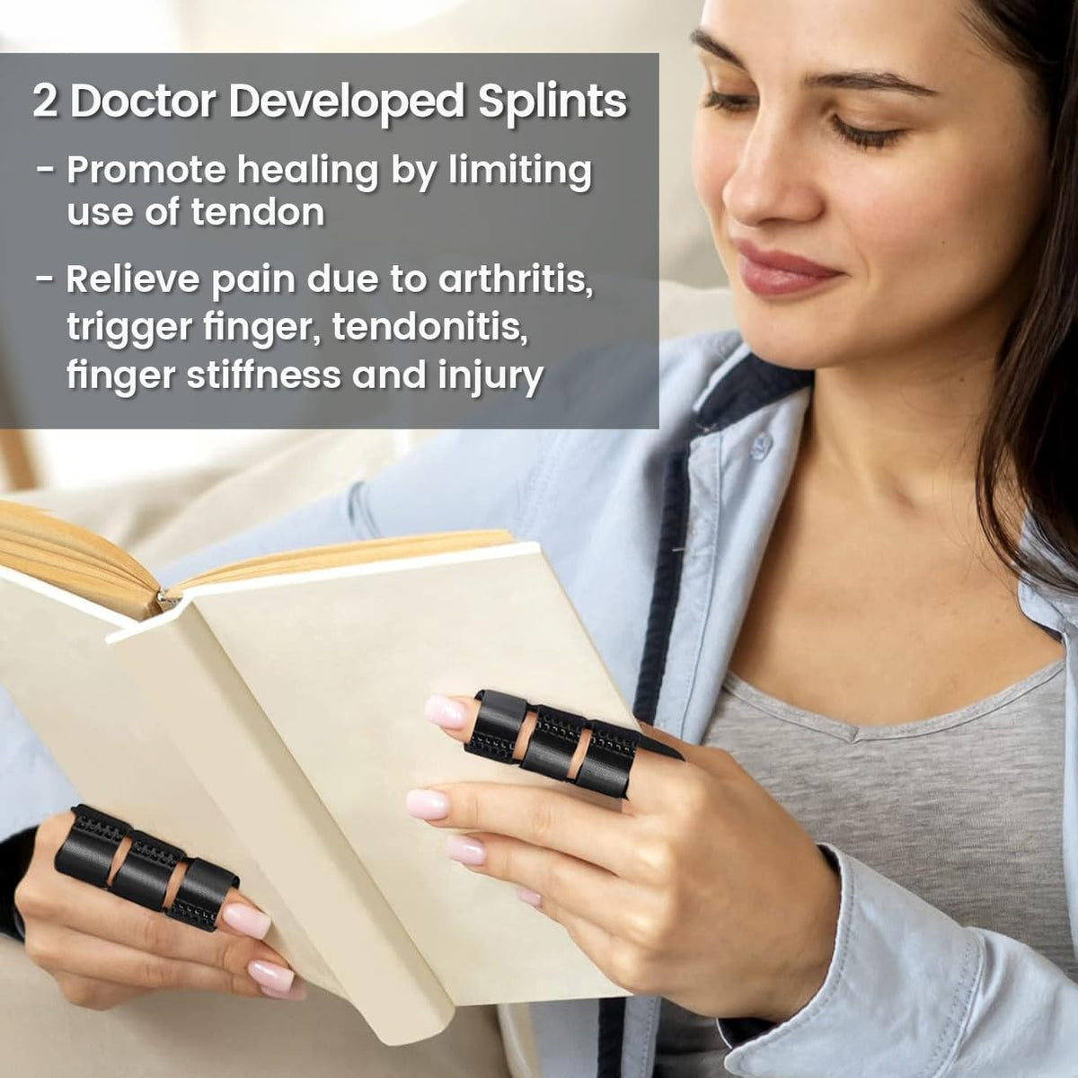 Simplation Trigger Finger Splint and Ice Pack (2+2 Set) for Pain Relief