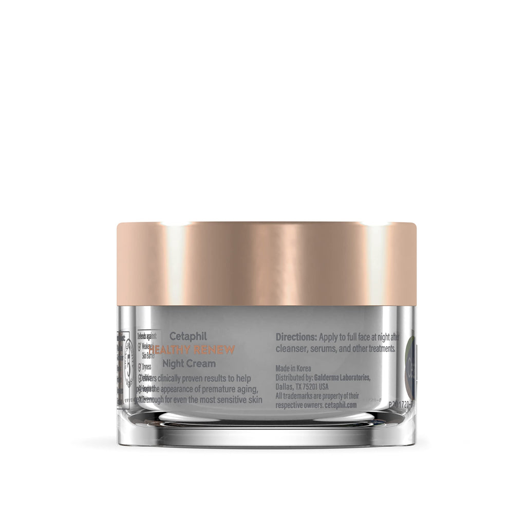 Cetaphil Healthy Renew Night Face Cream, Anti-Wrinkle, Peptides, 1.7 oz | Skin Tightening, Wrinkle Repair, Retinol Alternative, Fragrance Free, Sensitive Skin, Firming Peptide Night Cream For Women