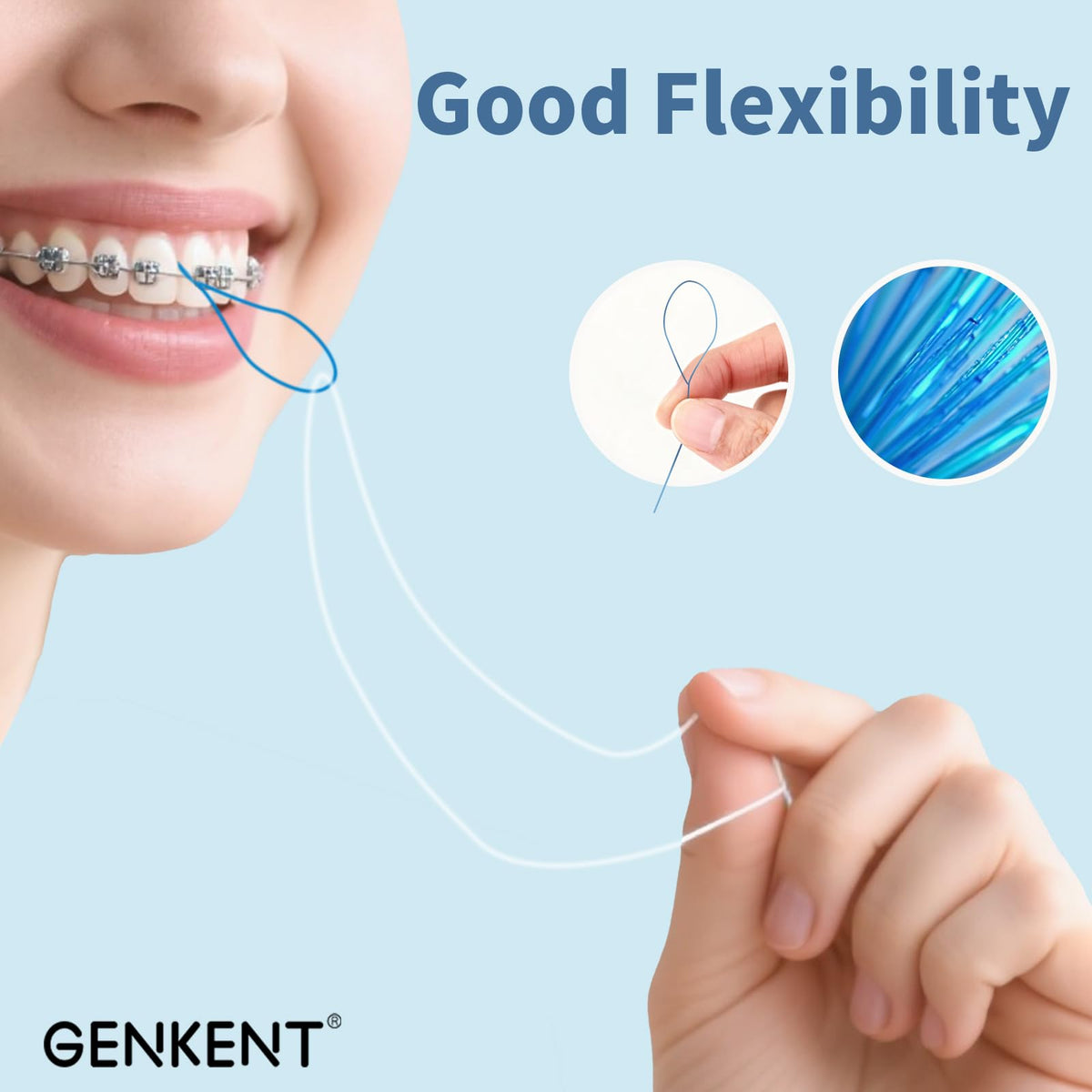 GENKENT Floss Threaders 200 Count Floss for Braces, Bridges, Implants Deep Clean Dental Floss Threader (2 Pack)