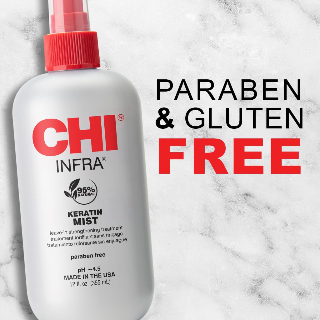Buy now CHI Keratin Mist, Strengthening Hair Spray For Restoring Softness & Protecting Against Heat Damage, Paraben-free, 12 Oz at indiglob india