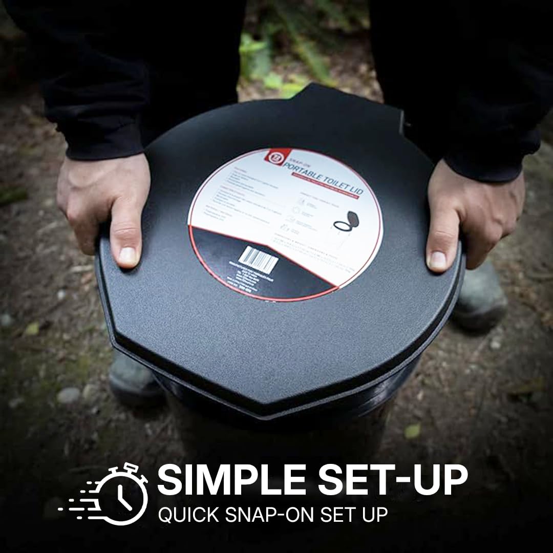 72 HRS Premium Portable Camping Toilet Seat with Lid for 5 Gallon Buckets