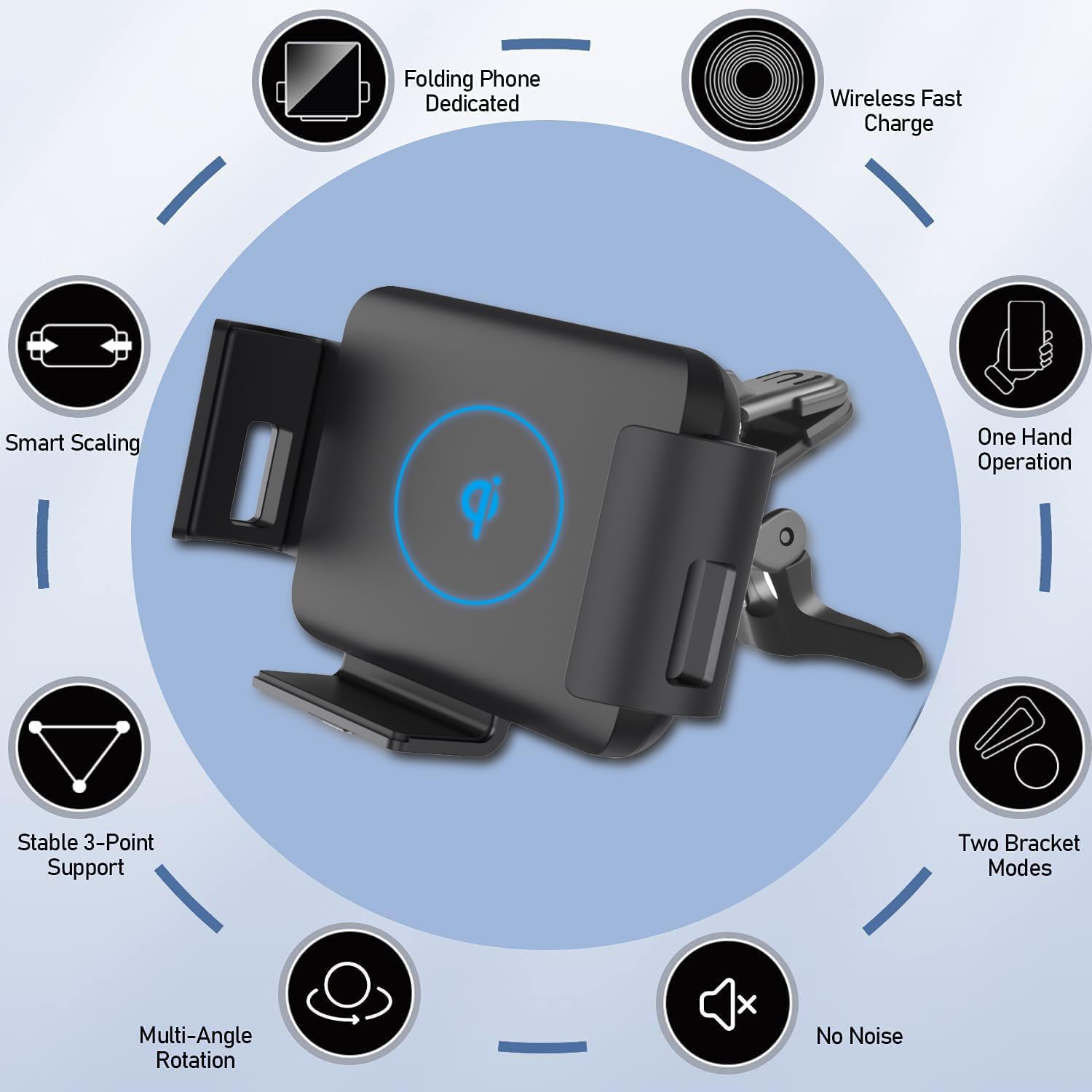 Buy now 15W Qi Wireless Car Charger Mount Holder Compatible for Samsung Galaxy Z Fold7 Fold6 Fold5 Fold4 Fold3 Fold2 Fold 4.3in-6.9in Phone Auto Clamp Fast Charger at indiglob india