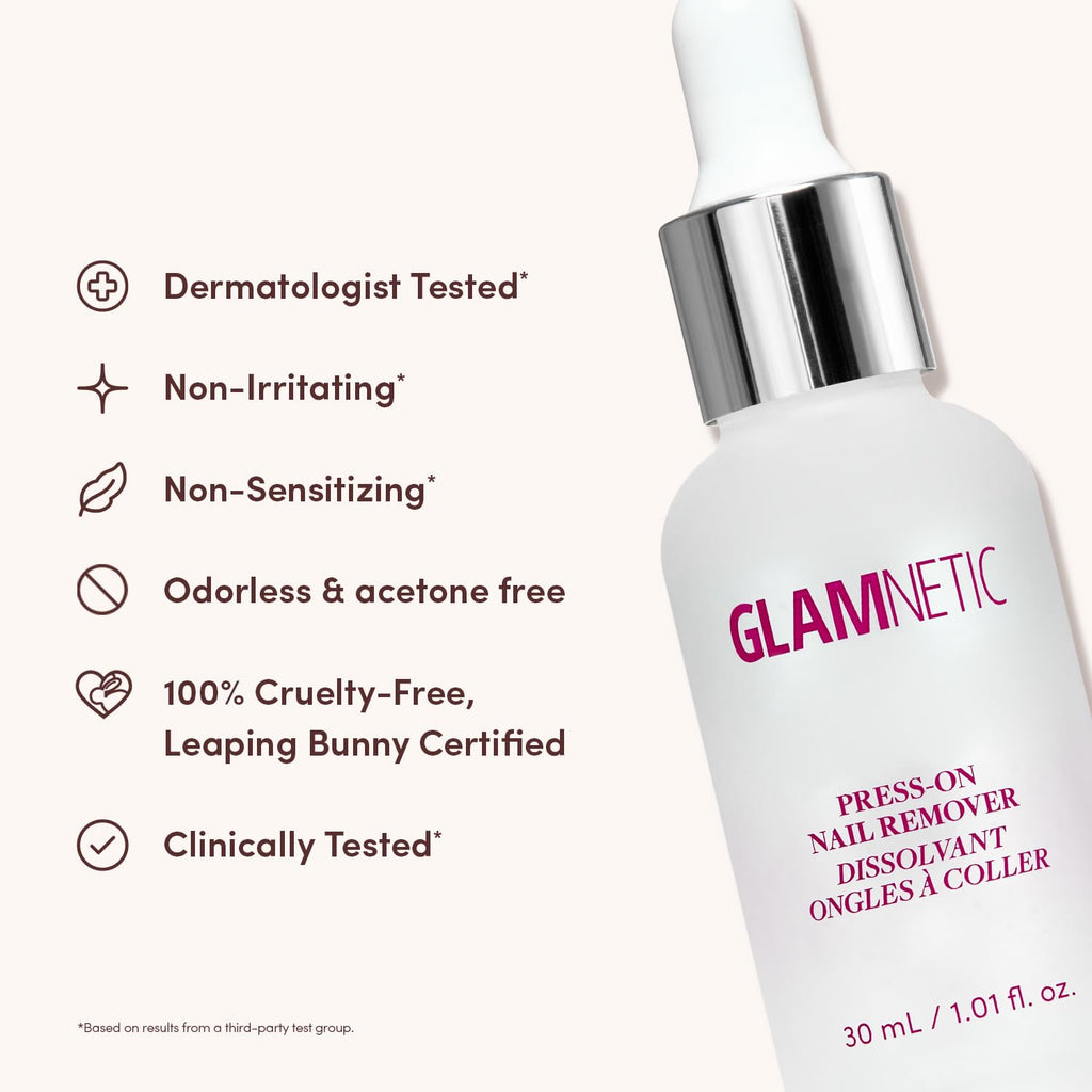 Glamnetic Press On Nail Remover Serum - Odorless | 30ml | Gentle remover serum for fake nails. No acetone, odorless formula. Safe, gentle removal for press-on nails