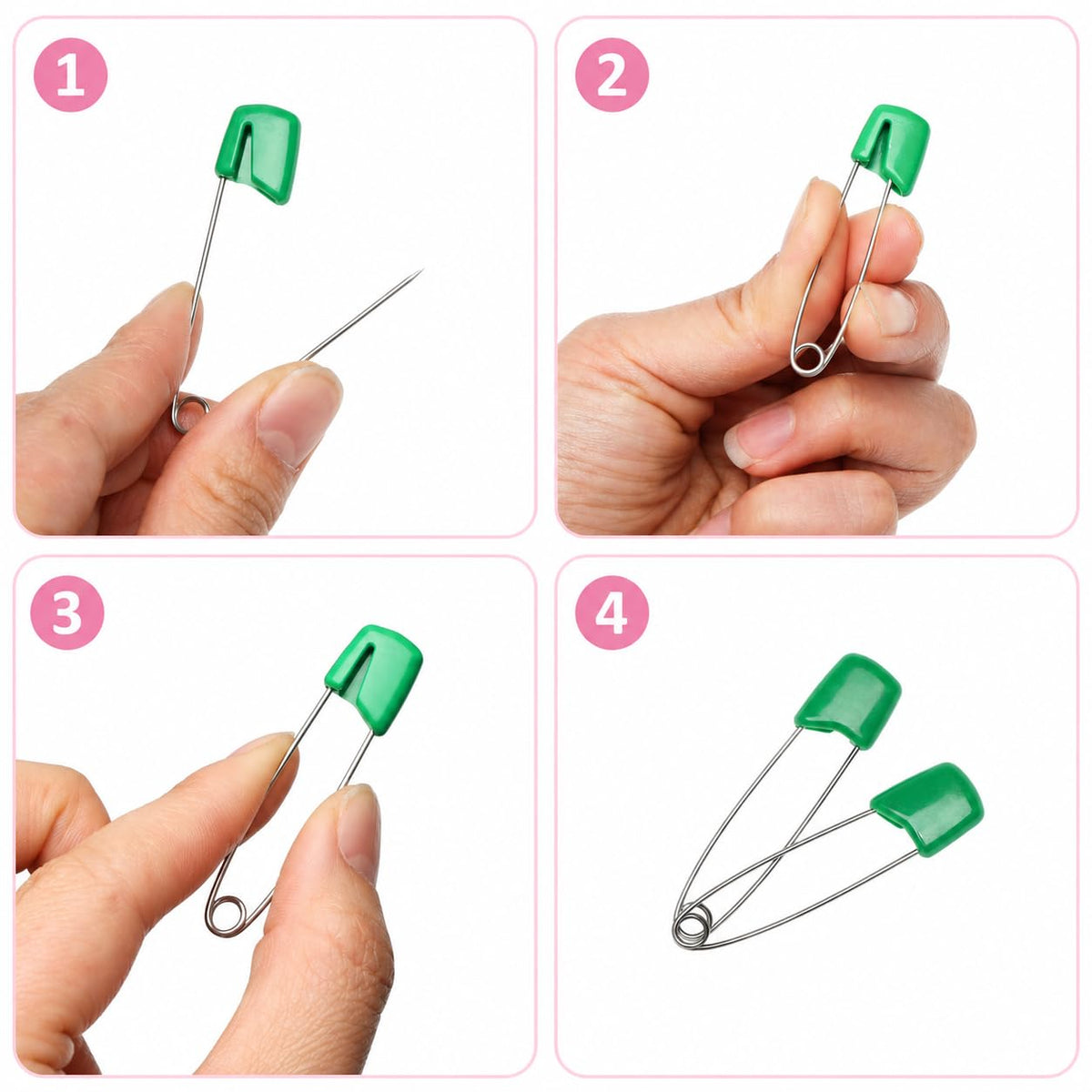 Mr. Pen- Diaper Pins, 2.2", 100 pcs, Stainless Steel, Plastic Head