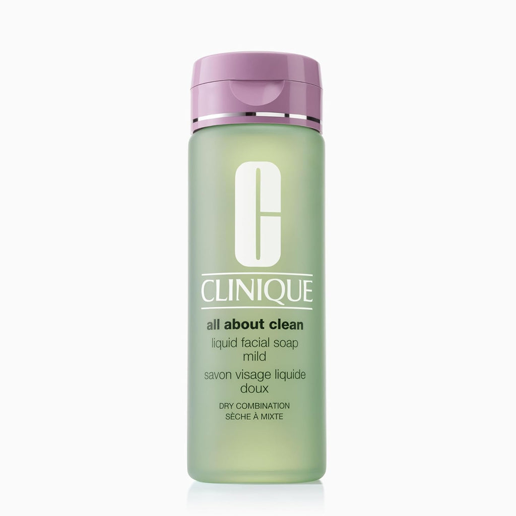 Buy now Clinique 3-Step All About Clean Liquid Gentle Facial Cleanser Soap For Dry Combination Skin | Type 2 6.7 Fl Oz - Full Size at indiglob india