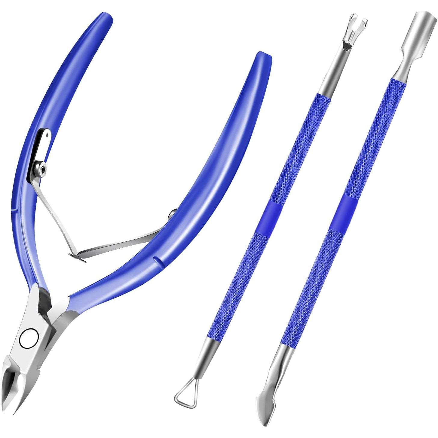 Buy now Cuticle Trimmer Cuticle Remover with Cuticle Pusher, XUNXMAS Professional Stainless Steel Durable Pedicure Manicure Tools Cutter Nipper Scissor Clipper for Fingernails and Toenails Dead Skin Black Blue at indiglob india