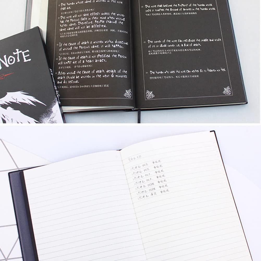 4 PCS Set Notebook Anime Cosplay Japan Anime Theme Writing Journal, Feather Pen, L Necklace & Book Chain Anime Accessories