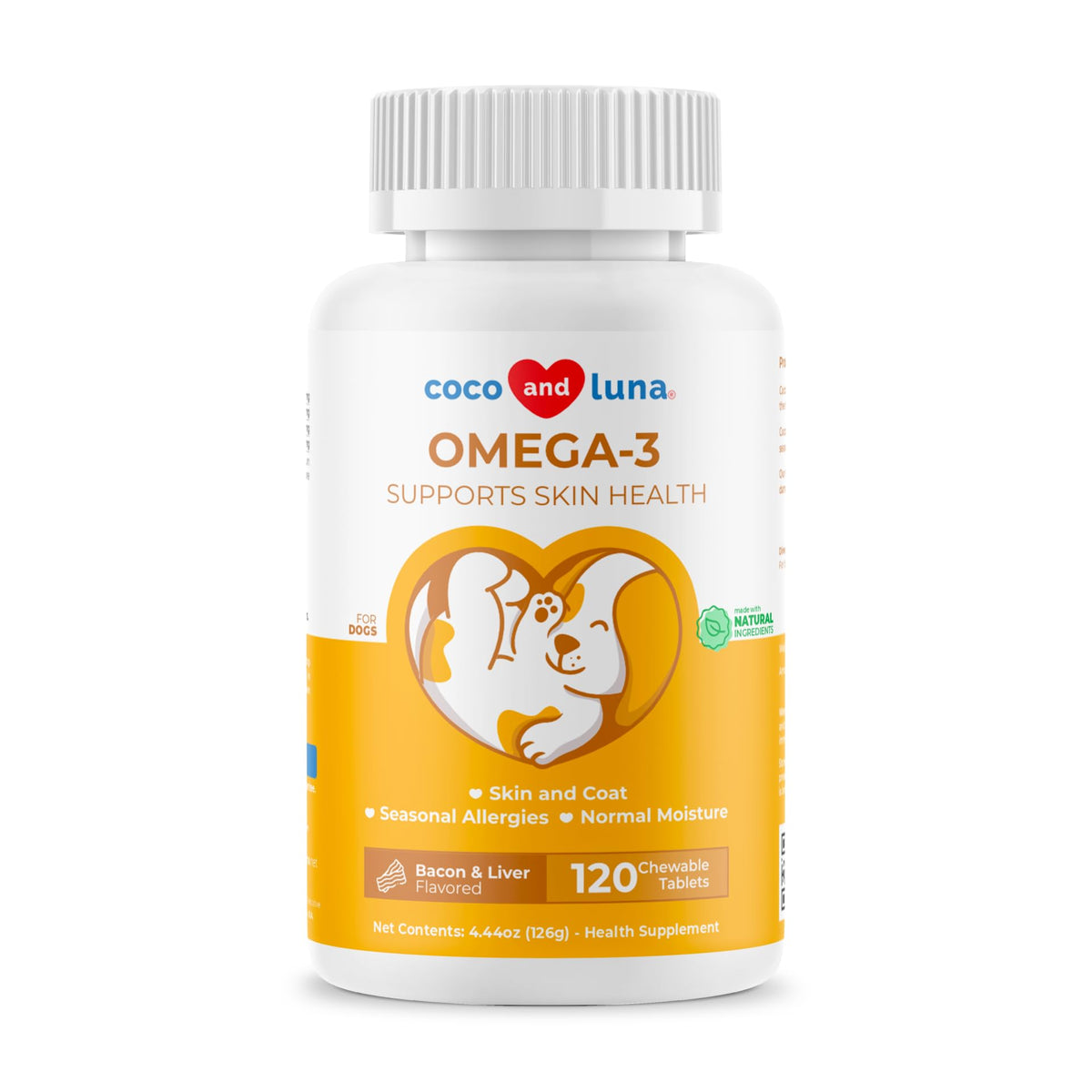 Dog Omega 3 Fish Oil Skin and Coat Supplement for Dry Skin & Allergy Relief