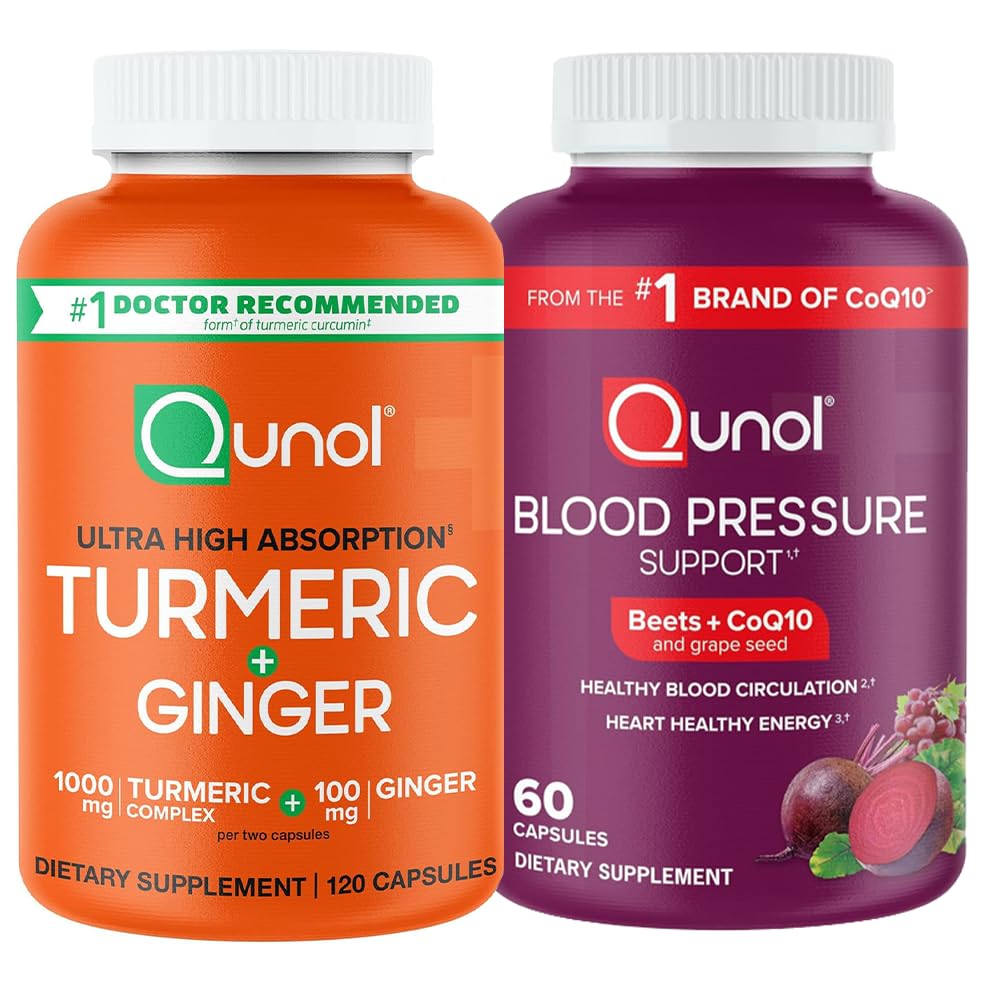Qunol Turmeric Curcumin 1000mg and Ginger, Ultra High Absorption, 120 Count | #1 Doctor Recommended form of Turmeric Curcumin, Extra Strength Capsule for Joint Support and a Healthy Inflammation Response