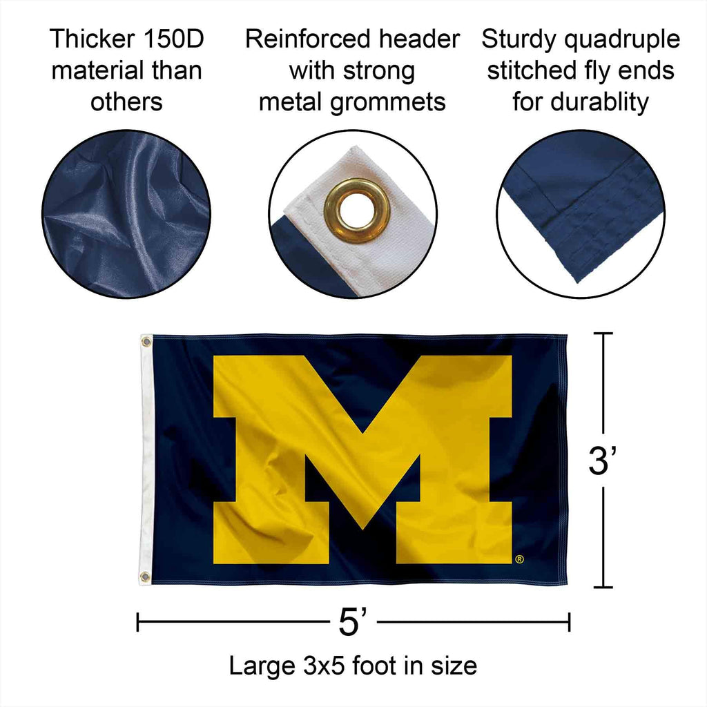 College Flags & Banners Co. UM Michigan Wolverines University Large College Flag