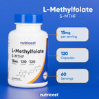 Nutricost L-Methylfolate 15mg, 120 Capsules (5-MTHF) Gluten-Free, Vegan | GMO-Free