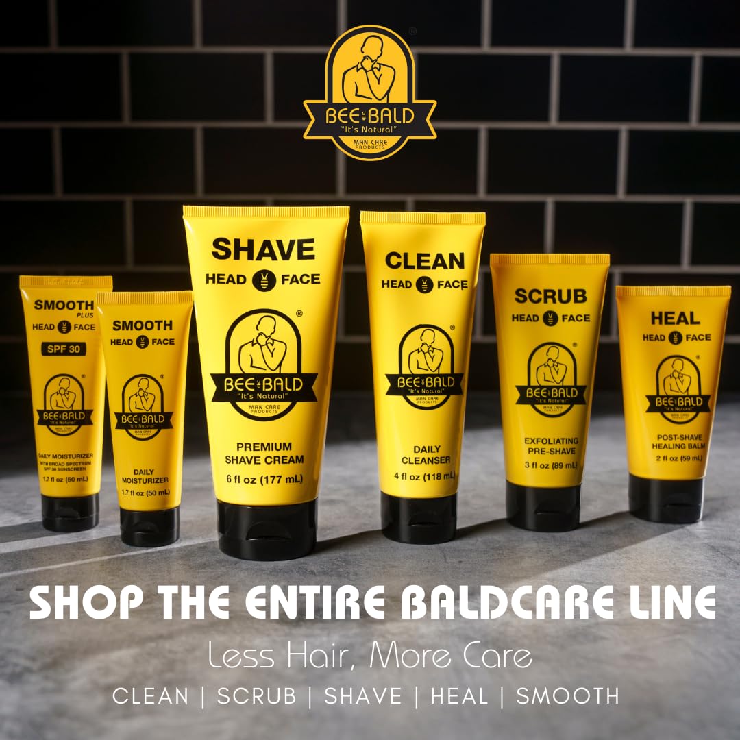 Bee Bald SMOOTH+ Head & Face Sunscreen SPF 30, Scalp Moisturizer, 1.7 fl oz | Hydrates, Shields, and Moisturizes Skin. Blocks Harmful UVA/UVB Sun Rays with SPF 30 on Head or Face. Perfect Daily Defense.