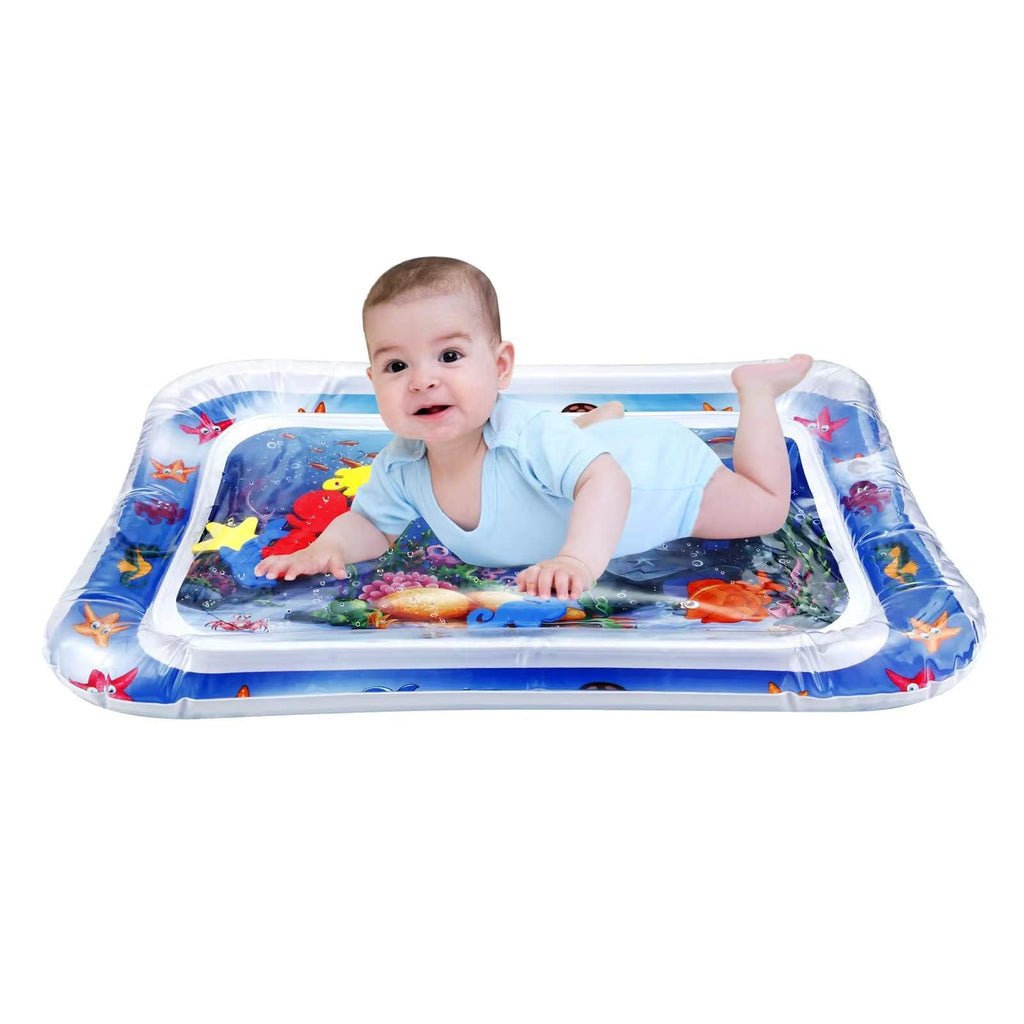 PandaEar 2 Pack Baby Tummy Time Water Mat, Inflatable Water Play Mat Toys