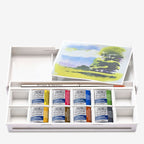 Buy now Winsor & Newton Cotman Watercolor Paint Set, Field Pocket Set, 12 Half Pan w/ Brush, Sponge, Bottle at indiglob india
