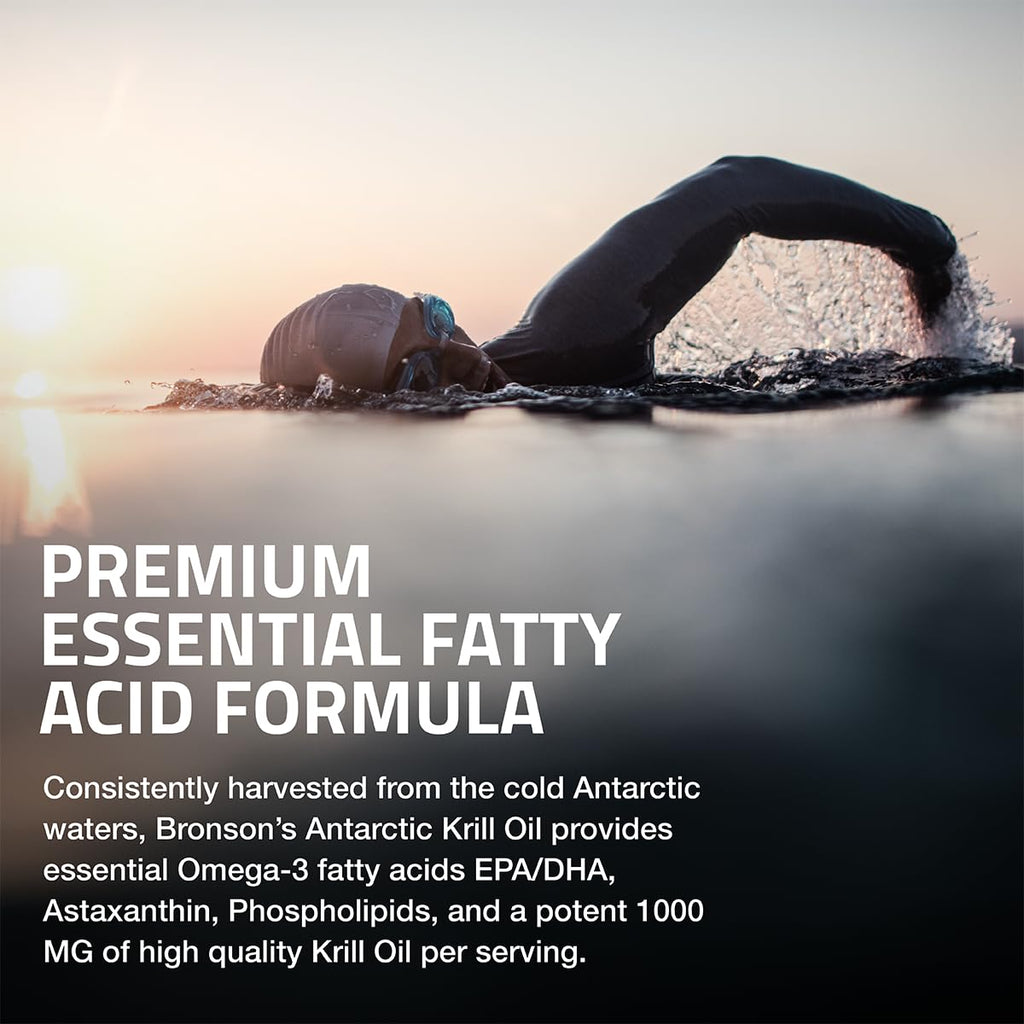 Bronson Antarctic Krill Oil 1000 mg with Omega-3s, 180 Softgels | Heavy Metal Tested, with EPA, DHA, Astaxanthin and Phospholipids, Non-GMO, Gluten Free, Soy Free