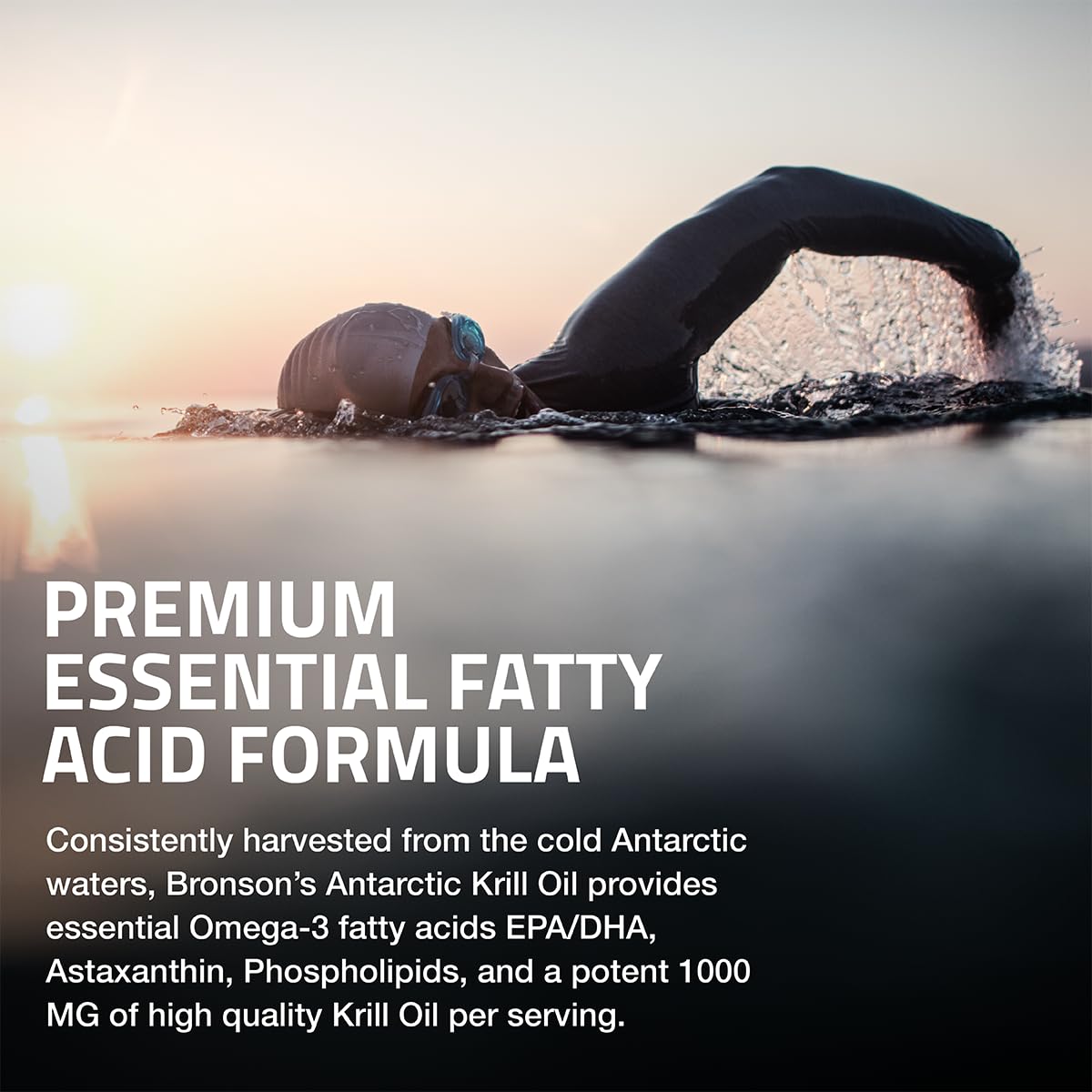 Bronson Antarctic Krill Oil 1000 mg with Omega-3s, 180 Softgels | Heavy Metal Tested, with EPA, DHA, Astaxanthin and Phospholipids, Non-GMO, Gluten Free, Soy Free