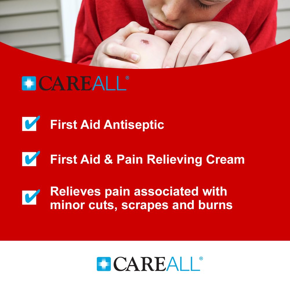 CareALL First Aid Burn Relief Cream 0.9g Packets (Pack of 25) Pain Relieving First Aid Cream for Temporary Relief of Pain from Minor Burns, Cuts, and Scrapes. Prevents Infection