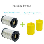 HOODELL 2 Pack 796031 Air Filter + Pre Cleaner Compatible with 591334 594201 797704, Husqvarna YTH22V46, John Deere D100, Pro Performance for Lawn Tractor and More