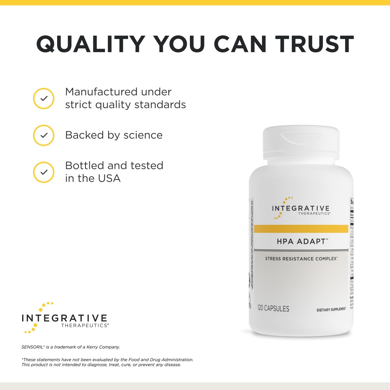 Integrative Therapeutics HPA Adapt - Adaptogenic Supplement for Stress Support* - Includes Ashwagandha, Rhodiola & Other Adaptogenic Herbs* - Vegan, Dairy-Free & Gluten-Free - 120 Capsules
