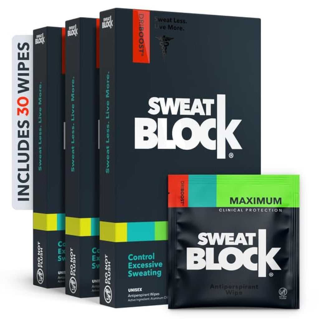 SweatBlock Maximum Clinical Strength Antiperspirant Wipes, Original 10 Ct | Stop Excessive Underarm Sweat with Up to 7 Days Protection Per Wipe, Hyperhidrosis Aid, Dermatologist Tested