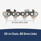 Husqvarna X-Cut SP33G 20 Inch Chainsaw Chain, .325" Pitch, .050" Gauge, 80 Drive Links, Pre-Stretched Chainsaw Blade Replacement with Superior Lubrication and Low Kickback, 581643680
