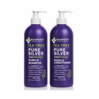 Tea Tree Purple Shampoo and Conditioner Set for Blonde, Silver & Gray Hair, Anti-Brass Toning & Brightening, Refreshes and Hydrates Scalp & Hair, Sulfate-Free Botanical Formula
