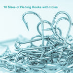 300PCS Small High-Carbon Steel Barbed Fishing Hooks,Hole,10 Sizes