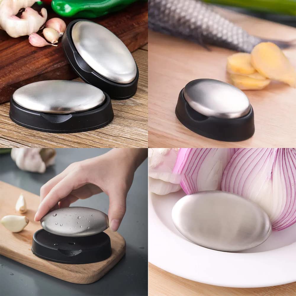 Buy now BIUWING Stainless Steel Soap, 3 pcs Stainless Steel Bar Soap, Metal Soap, Odor Removing Soap Bar with Soap Dish, Remove Odor of Onion, Garlic and Fish etc at indiglob india