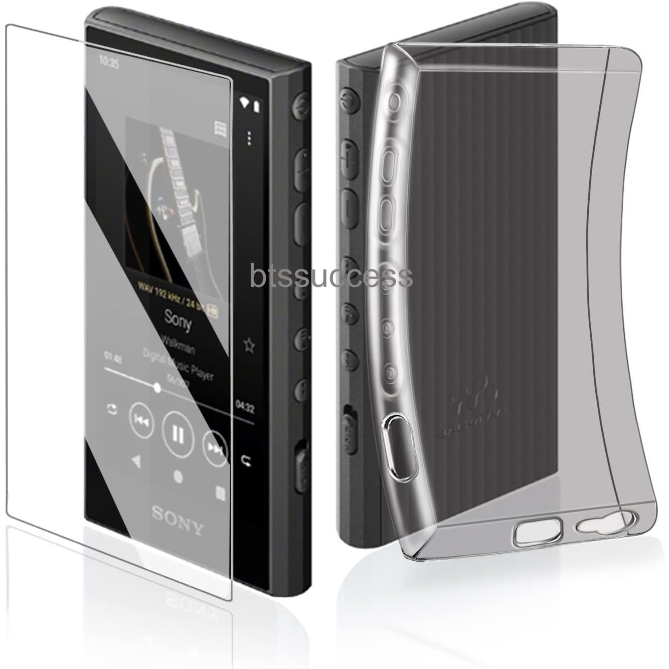 Buy now Soft Clear TPU Protective Shell Skin Case Cover for Sony Walkman NW-A300 Series NW-A306 NW-A307 (Clear case and Glass) Clear black case and Glass at indiglob india