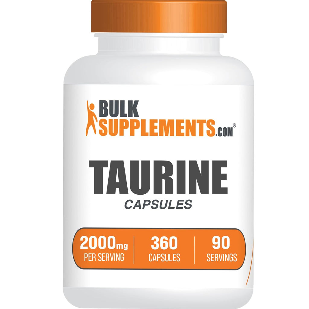 BulkSupplements.com Taurine Capsules - Taurine Supplement, Taurine 2000mg, Amino Acids for Heart Health, Taurine Pills - Gluten Free, 4 Taurine 500mg Capsules per Serving (2000mg), 360 Capsules