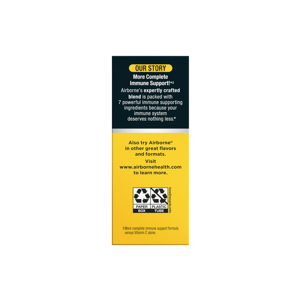 Airborne Immune Support Effervescent Tablets, Zesty Orange Flavor - 30ct with 1000mg Vitamin C + Vitamins A, D, E, Zinc, Selenium, Manganese & Herbal Blend - Sugar‑Free, Gluten‑Free