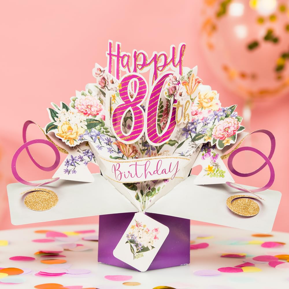 Happy 80th Birthday Pop-Up Greeting Card Original Second Nature 3D Pop Up Cards
