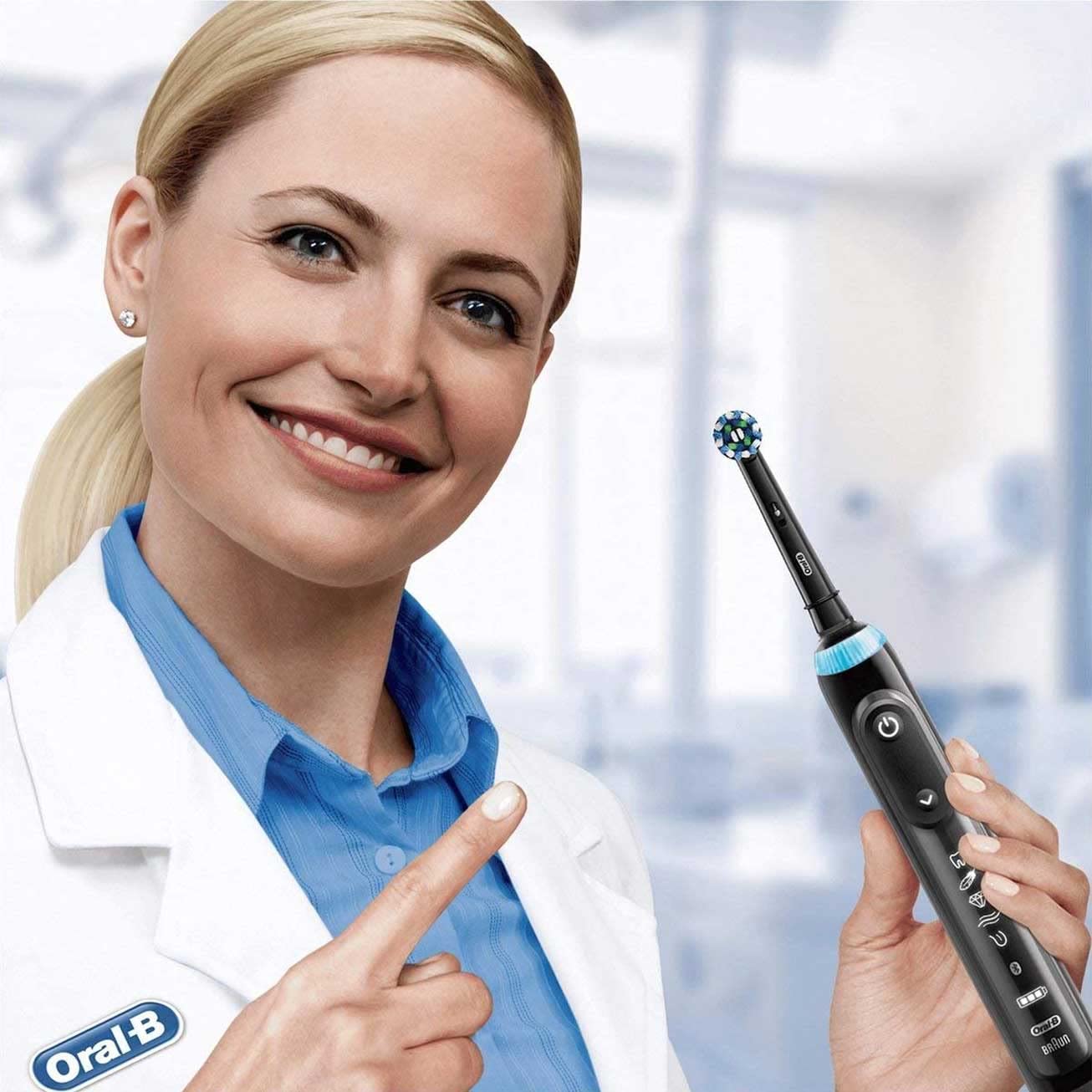 Buy now Oral-B Crossaction Electric Toothbrush Replacement Brush Head Refills, Black , 4 Count (Pack of 1) at indiglob india
