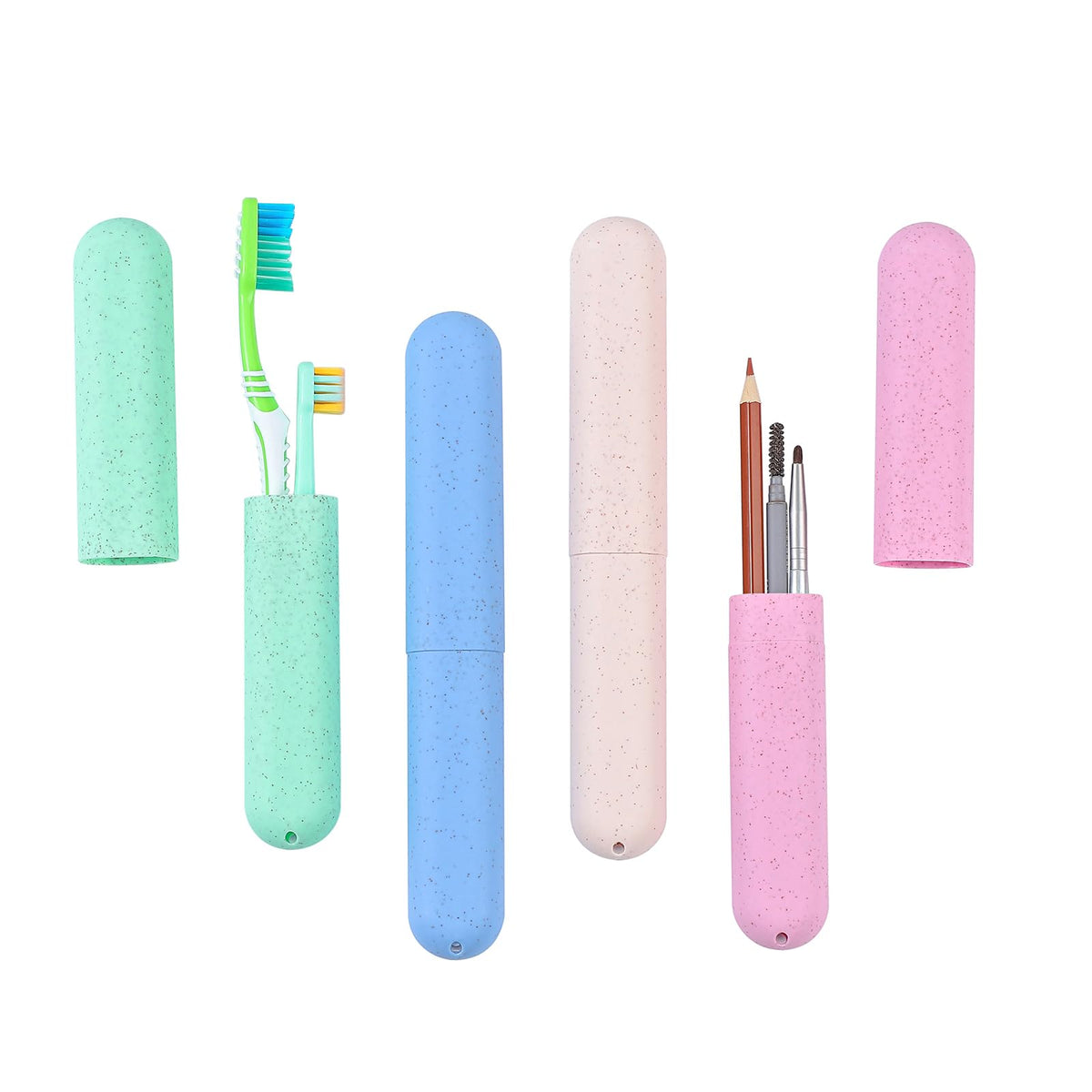 Muslih 4 Pack Toothbrush Travel Case, Toothbrush Holder with Ventilation Holes, for Travel, Home, Business, School, Camping