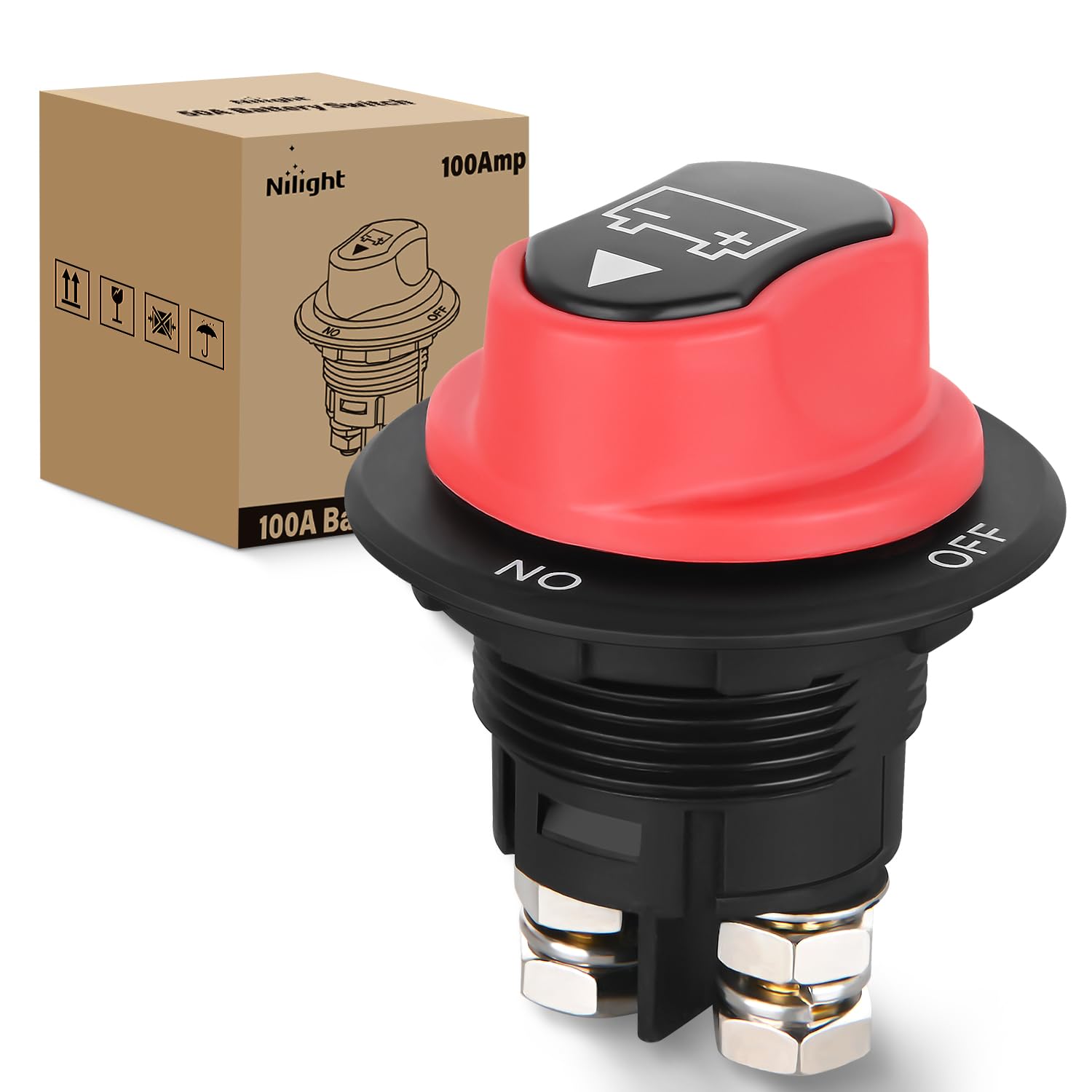 Buy now Nilight 1-2-Both-Off Battery Switch, 12V-48V Disconnect Master Cutoff Switches for Marine Boat Car RV ATV UTV Vehicle, Waterproof Heavy Duty Isolator On-Off Switch 100A at indiglob india