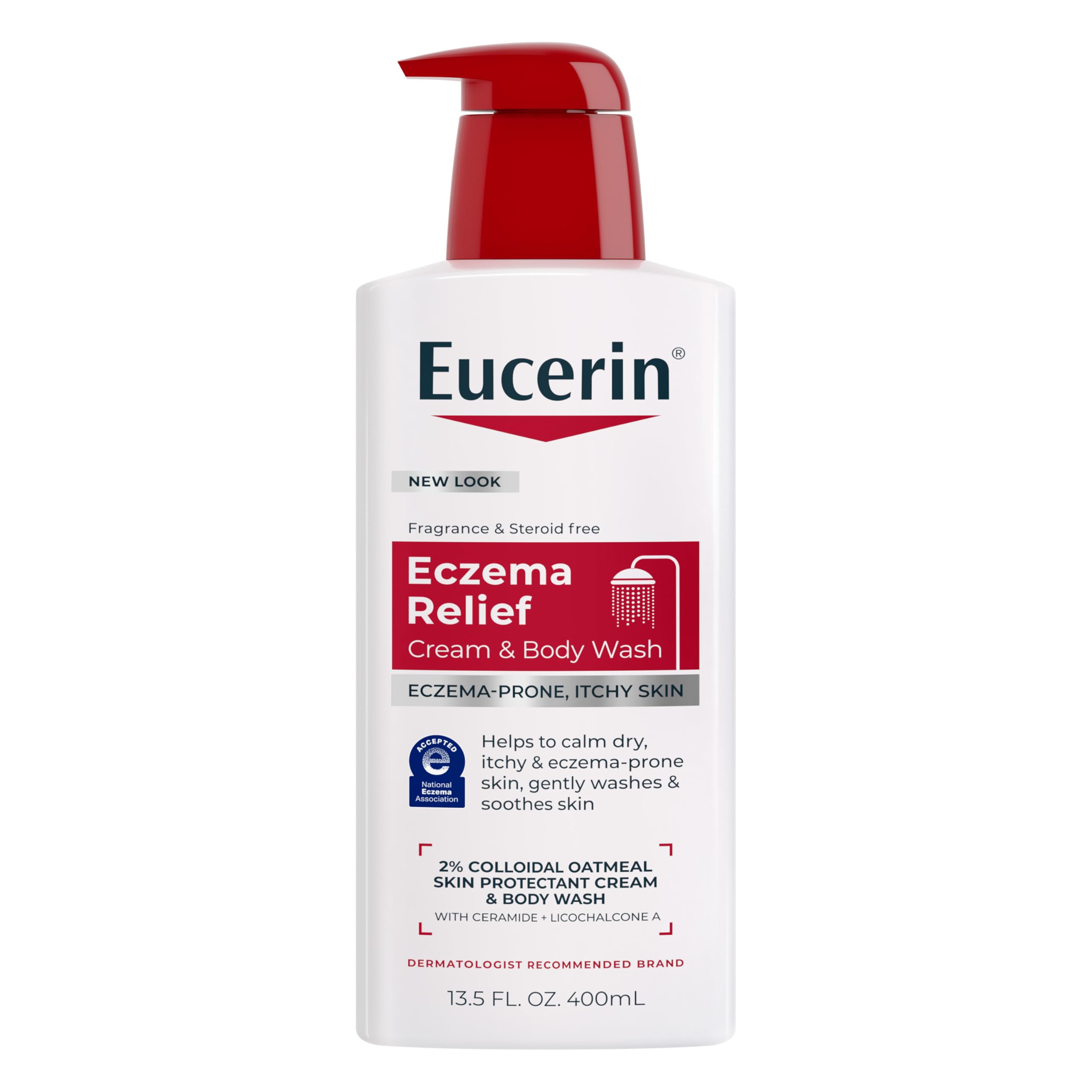 Eucerin Eczema Relief Cream and Body Wash, 13.5 FL OZ | Eczema Relief Body Wash with Colloidal Oatmeal, Calms Dry, Itchy, Eczema-Prone Skin, Soap, Fragrance and Steroid Free