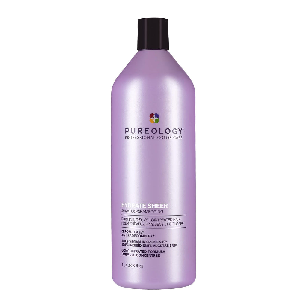 Pureology Hydrate Sheer Shampoo - Lightweight Hydrating Shampoo For Fine or Dry Color-Treated Hair, Silicone-Free & Vegan