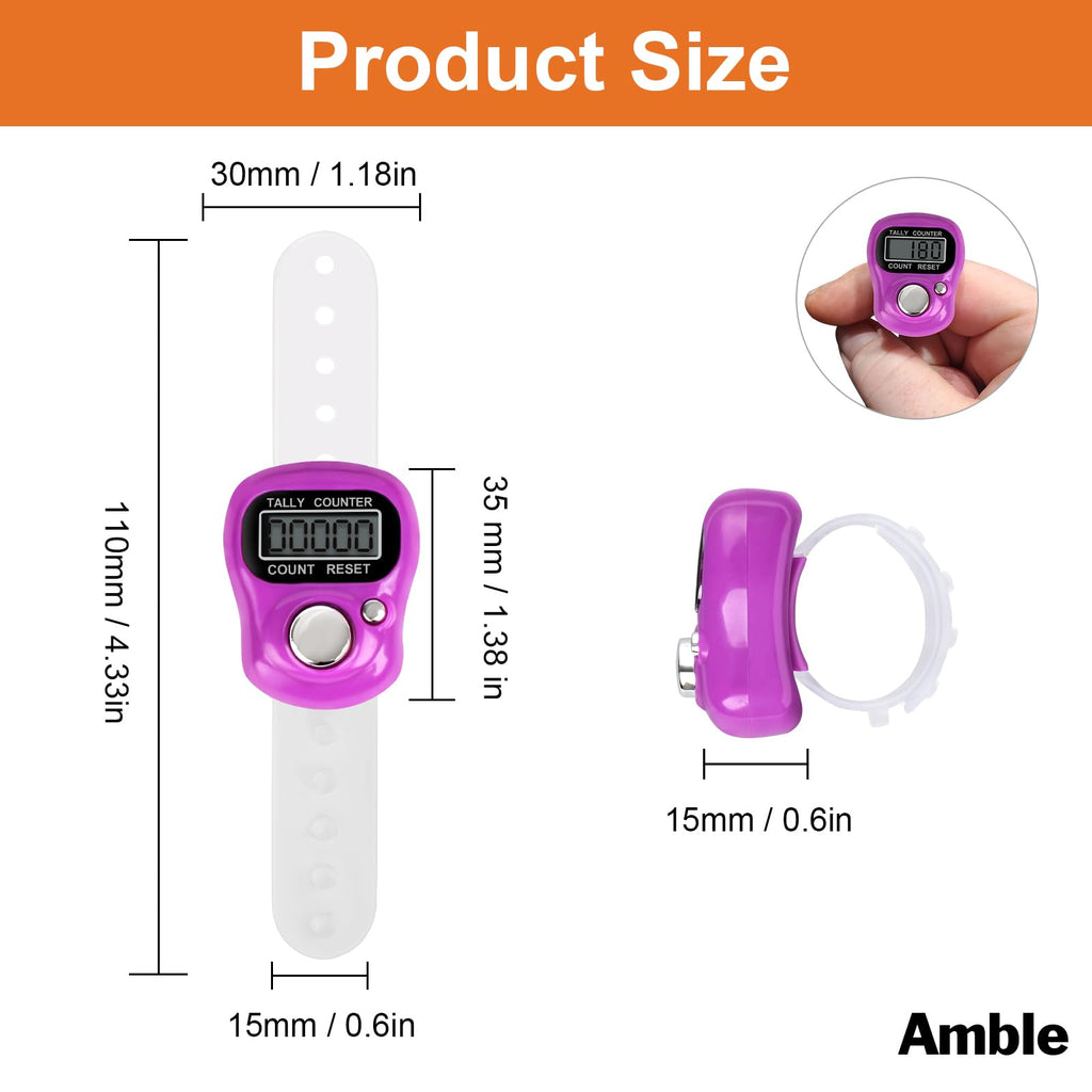 Amble 12 Pack Electronic Finger Counter, 5 Digit LCD Electronic Digital Display, Hand Tally Clicker Counter, Digital Handheld Tally Counter, Counting for Golf, Goods Counting, Lap, Knitting