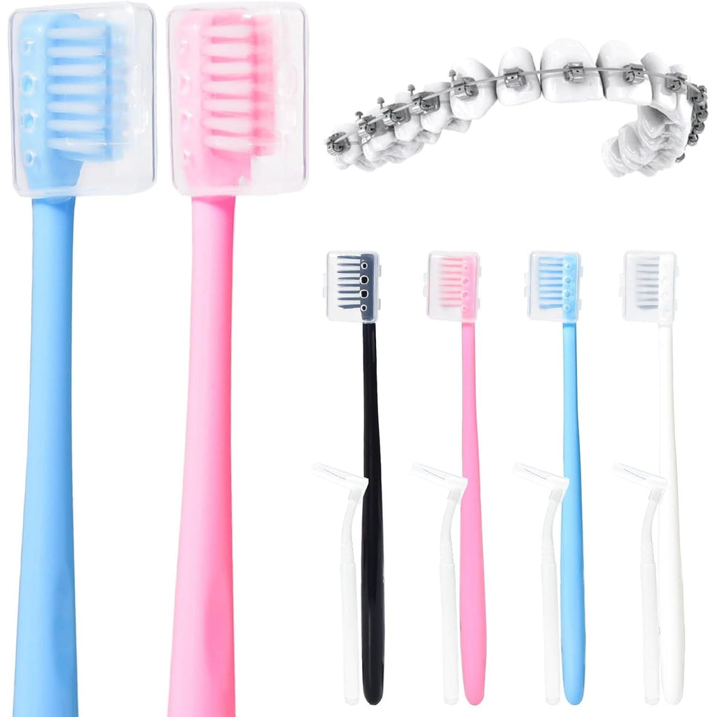 Buy now Y-Kelin V-Shaped Orthodontic Toothbrush for Braces Brackets 4 Count (Pack of 1) Soft Bristle with Inter Dental Brush at indiglob india