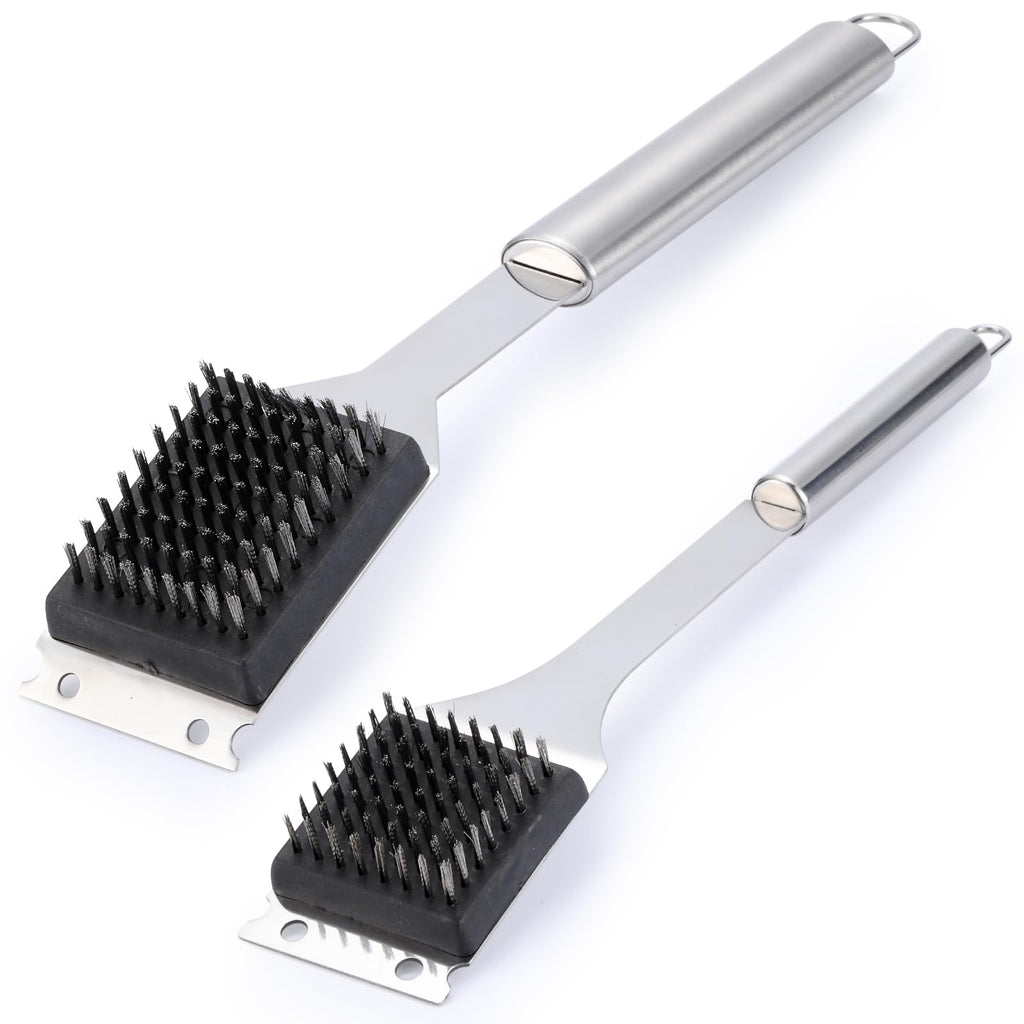 2 Pack Grill Brush and Scraper, 16.5” & 14” Wire BBQ Grill Brush