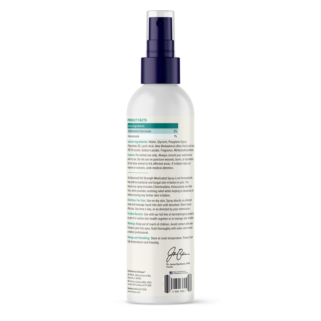 Vetnique Dermabliss Medicated Chlorhexidine Spray for Dogs & Cats, No-Sting